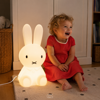 Dimmable LED Bunny Night Light for Kids Room - 6 Brightness Levels Bedside Lamp for Children & Nursery Decoration