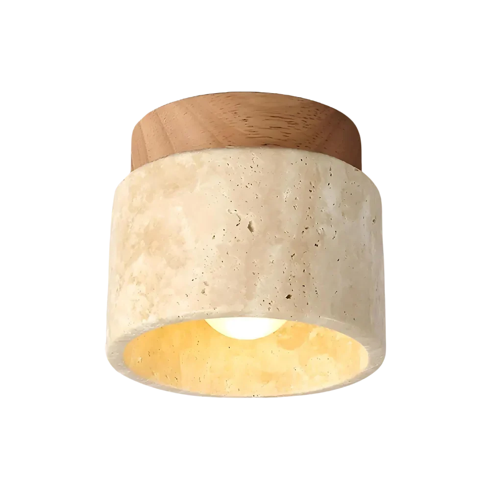 Plafonnier encastré en pierre naturelle crème 4,7 po, éclairage LED compact pour entrées, couloirs, chambres, foyers, style minimaliste moderne Japandi