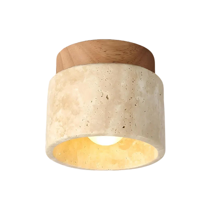 Plafonnier encastré en pierre naturelle crème 4,7 po, éclairage LED compact pour entrées, couloirs, chambres, foyers, style minimaliste moderne Japandi