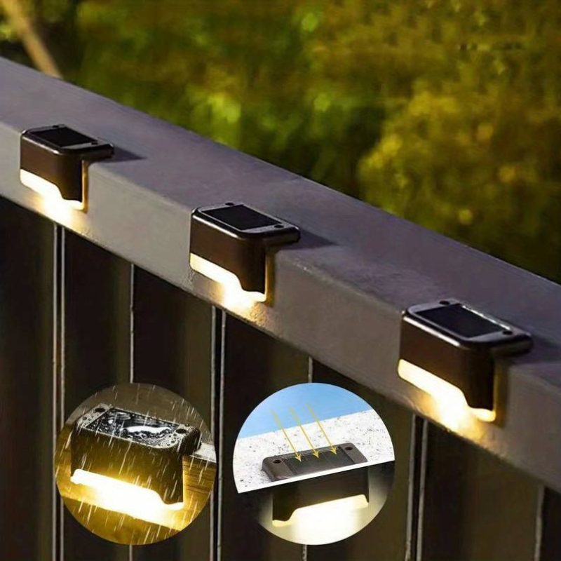 Solar Deck Lights Outdoor Waterproof LED Step Lights for Patio Stairs Fence Pathway Garden Wireless Wall Mount Warm Glow 5-Pack
