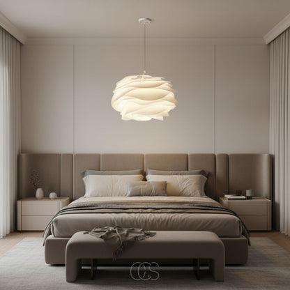 White Flower Pendant Light Fixture with Diffused Glow for Living Room & Bedroom