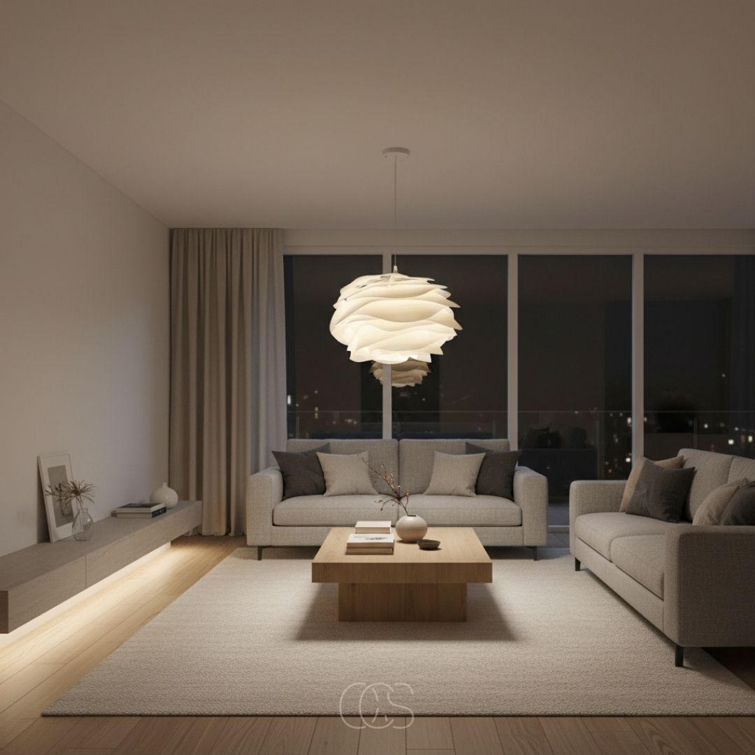 White Flower Pendant Light Fixture with Diffused Glow for Living Room & Bedroom