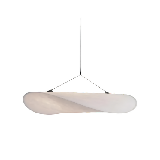 Woven Silk Shade Hanging Lamp White 16-31 in Adjustable Cord Warm Ambient Glow for Dining Room Bedroom Living Room Modern Minimalist Ceiling