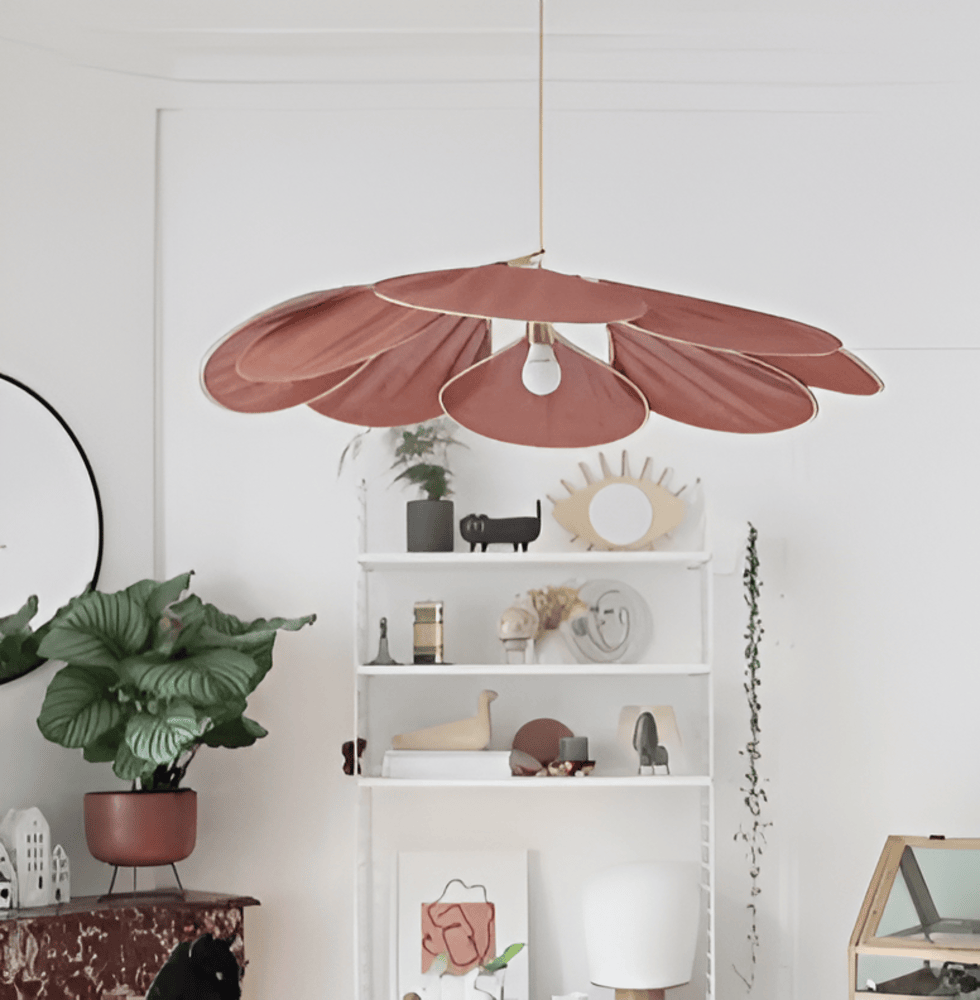 Suspension luminaire abat-jour textile floral diamètre 80 cm crème câble réglable douille E27 éclairage moderne vintage pour salle à manger chambre