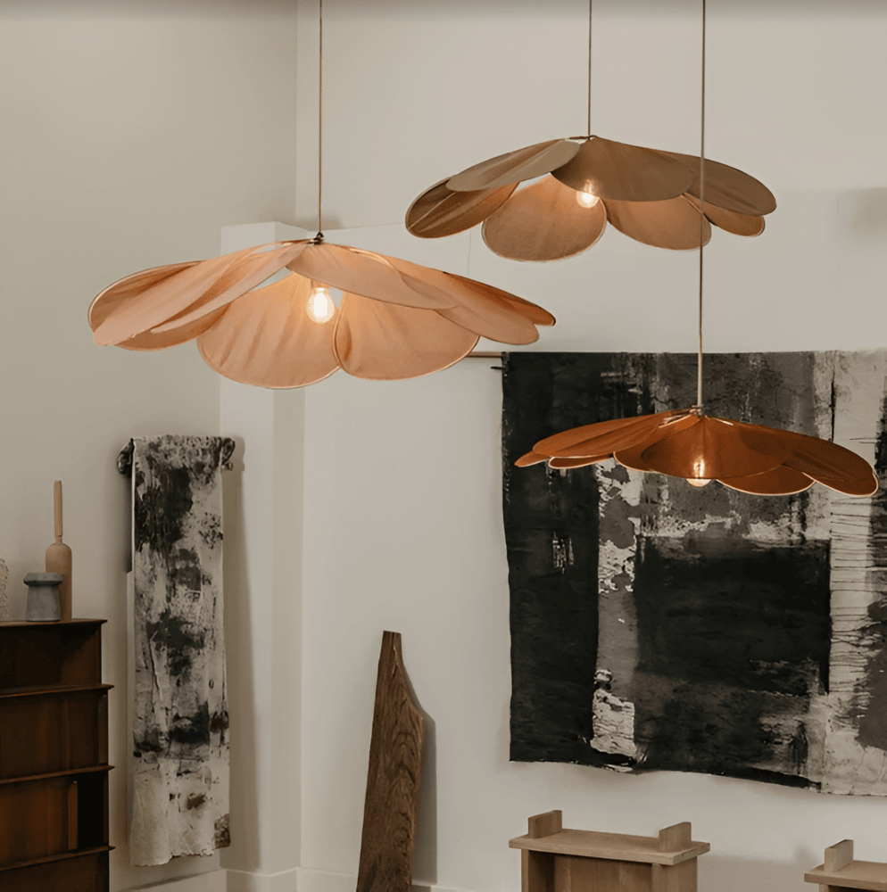 Suspension luminaire abat-jour textile floral diamètre 80 cm crème câble réglable douille E27 éclairage moderne vintage pour salle à manger chambre