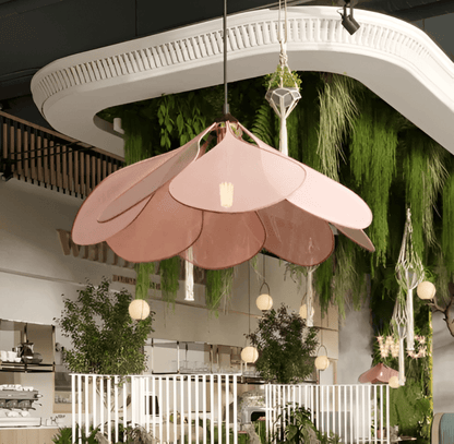 Suspension luminaire abat-jour textile floral diamètre 80 cm crème câble réglable douille E27 éclairage moderne vintage pour salle à manger chambre