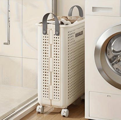 FoldEase | Collapsible Laundry Basket with Wheels & Space-Saving Design | Durable Storage Solution for Easy Transport
