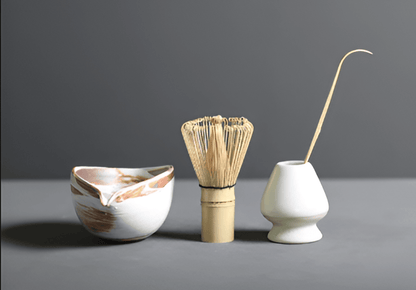Ceramic Matcha Bowl Set with Bamboo Whisk, Spoon & Holder for Traditional Tea Making in Modern Kitchens