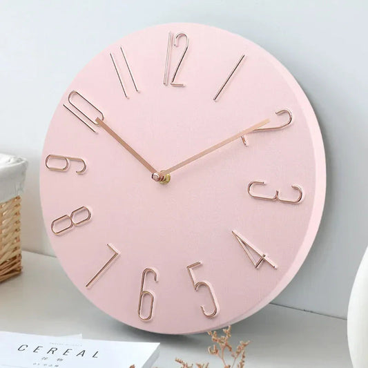 8-Inch Round Silent Wall Clock Pink Quiet Non-Ticking Timepiece Battery Operated Modern Minimalist Design for Bedroom Office Living Room Hal