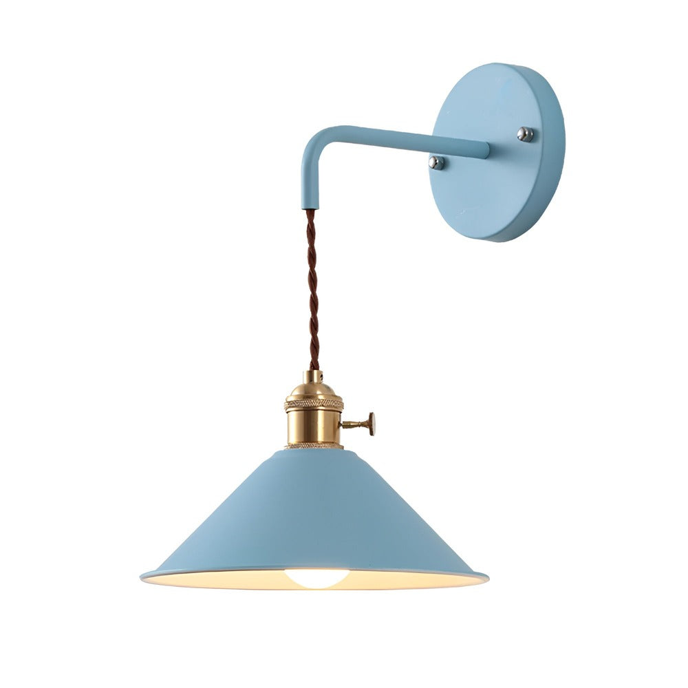Industrial Sconce with Metal Cone Shade Gray Wall-Mount Task Light for Bedroom Hallway Reading Nook Adjustable Accent Lamp Retro Decor