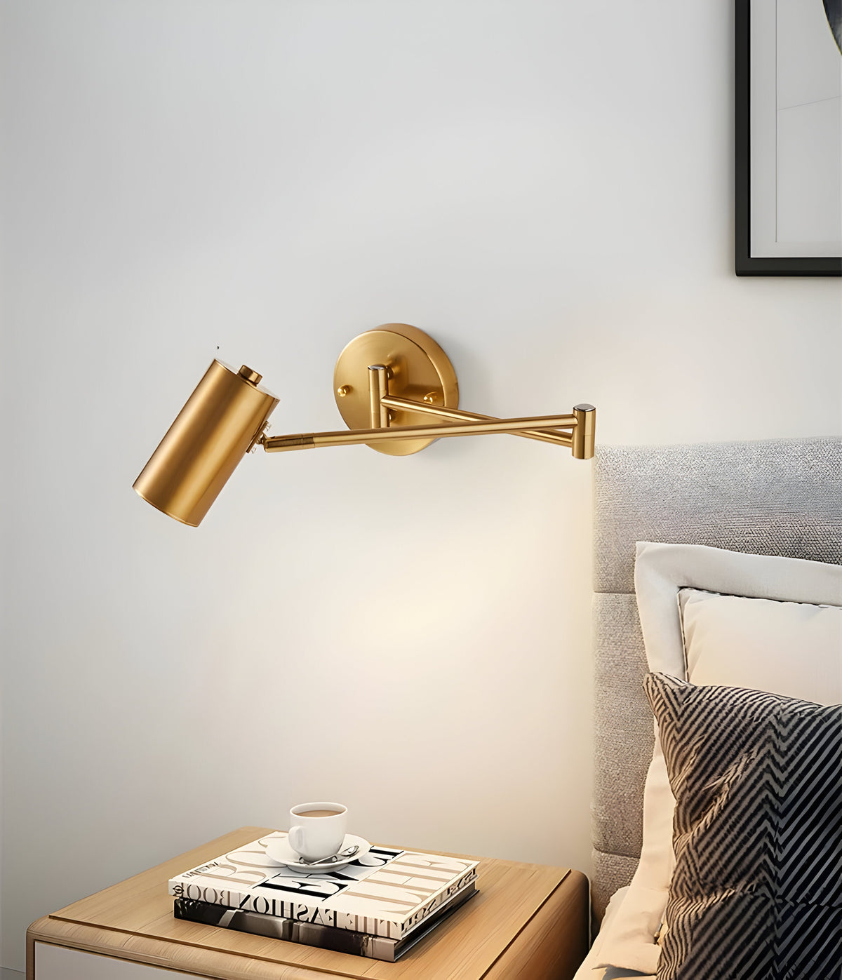 Swing Arm Reading Sconce Metal Black 10 inch Articulating Wall Light for Bedroom Nightstand Task Lighting Directional