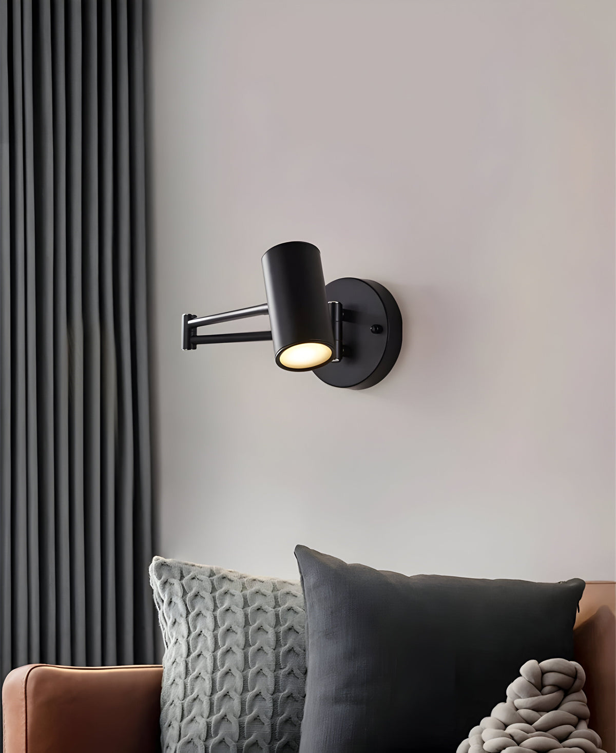 Swing Arm Reading Sconce Metal Black 10 inch Articulating Wall Light for Bedroom Nightstand Task Lighting Directional