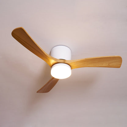Wood Blade Ceiling Fan with Integrated LED Light and Remote Control for Bedroom Living Room Quiet DC Motor Airflow Year-Round Comfort Scandi