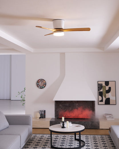 Sycamore Wood Ceiling Fan with LED Light – Whisper-Quiet 6-Speed DC Motor, Reversible Airflow, Remote Control, 42/48/52 Inch