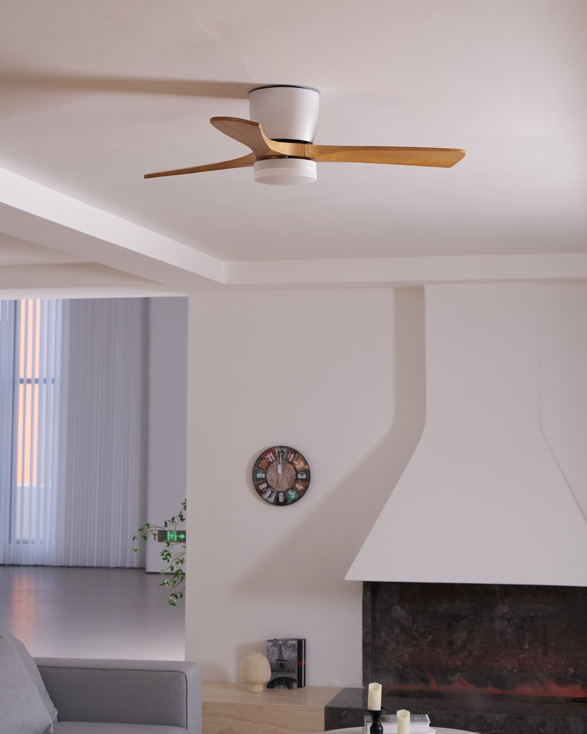 Sycamore Wood Ceiling Fan with LED Light – Whisper-Quiet 6-Speed DC Motor, Reversible Airflow, Remote Control, 42/48/52 Inch