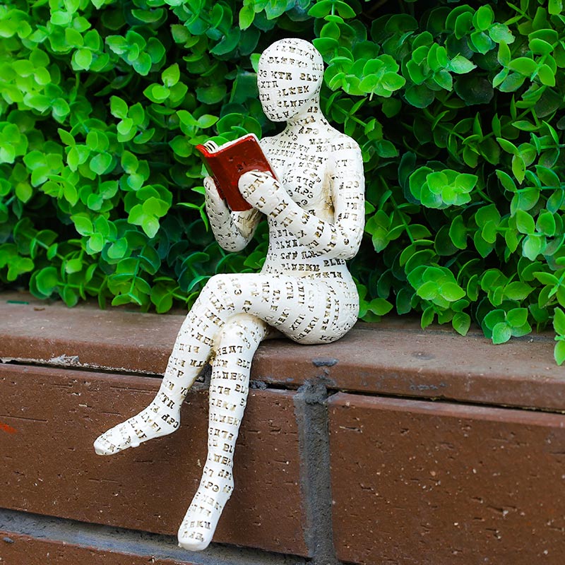 Orenda Reading Woman Statue - Synthetic Resin Bookshelf Accent