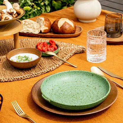 Organic Stoneware Dinnerware Set – Vintage Aged Design in Earthy Tones