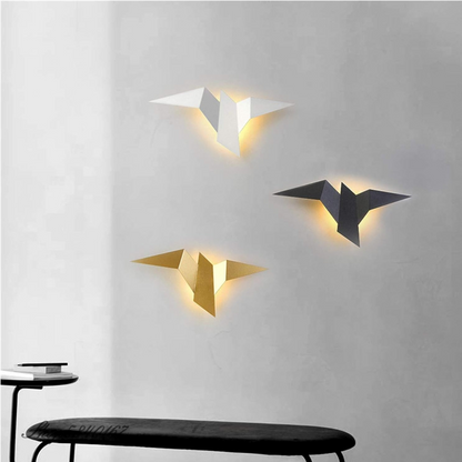 Folded Metal Wall Sconce with Geometric Silhouette | Warm White LED Accent Light for Living Room, Bedroom, Hallway | Modern Sculptural