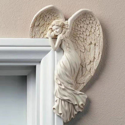 Orlen Door Frame Sculpture - Resin Angel Wings, Compact Design