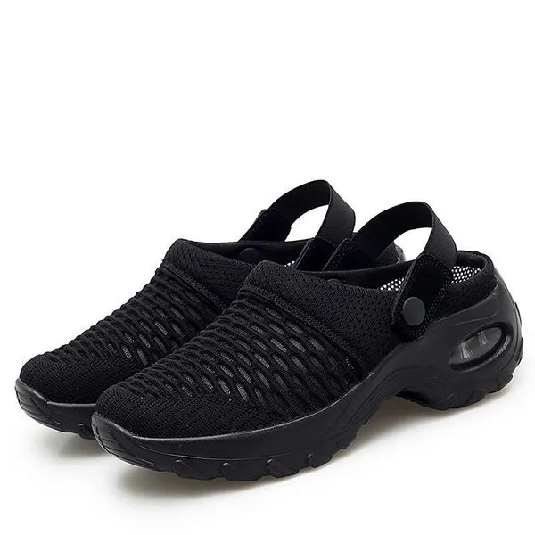 Women's Breathable Mesh Slip-On Clogs with Air-Cushion Sole for All-Day Comfort | Orthopedic Support Shoes for Nurses, Retail Workers & Long