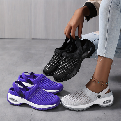 Women's Breathable Mesh Slip-On Clogs with Air-Cushion Sole for All-Day Comfort | Orthopedic Support Shoes for Nurses, Retail Workers & Long