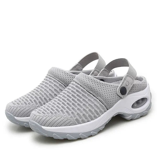 Women's Breathable Mesh Slip-On Clogs with Air-Cushion Sole for All-Day Comfort | Orthopedic Support Shoes for Nurses, Retail Workers & Long