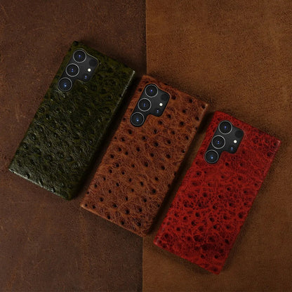 Premium Textured Leather Samsung Galaxy Case Shock-Absorbing Protective Cover with Raised Edges for S22 S23 S24 S25 S26 Note 20
