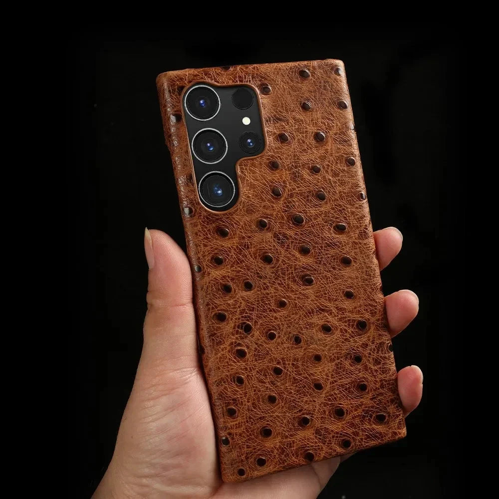 Premium Textured Leather Samsung Galaxy Case Shock-Absorbing Protective Cover with Raised Edges for S22 S23 S24 S25 S26 Note 20
