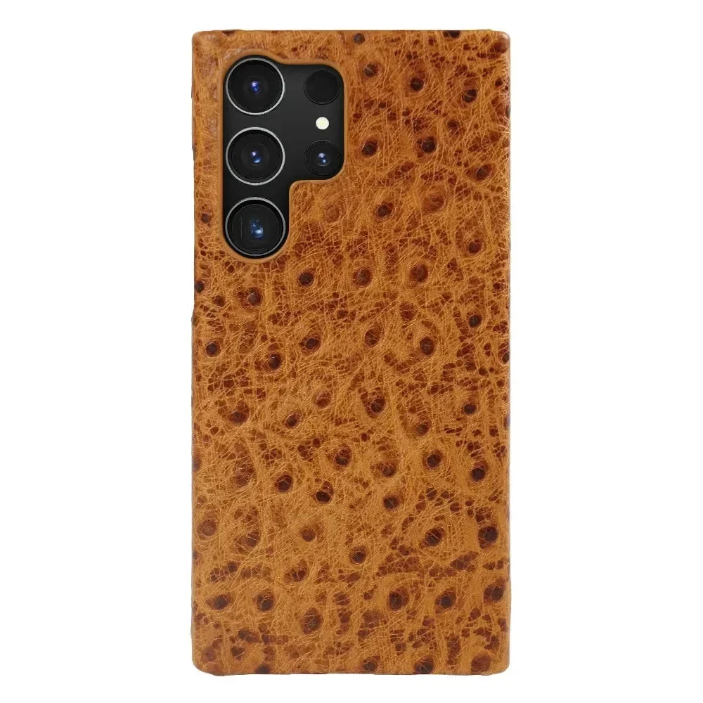 Premium Textured Leather Samsung Galaxy Case Shock-Absorbing Protective Cover with Raised Edges for S22 S23 S24 S25 S26 Note 20