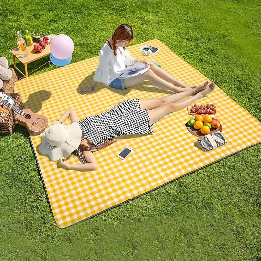 Couverture de pique-nique imperméable pour le camping, grande couverture de pique-nique imperméable avec dessus en acrylique doux, tapis de plage pliable