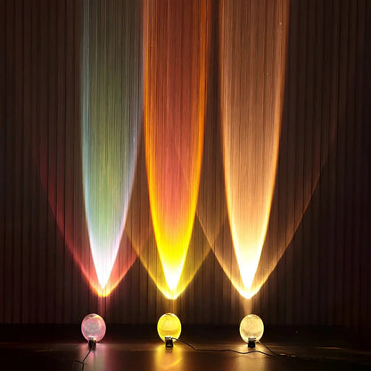 Oval Crystal Table Lamp with LED Mood Lighting in Warm White, Sunset Red & Blue-Violet for Bedroom & Living Room