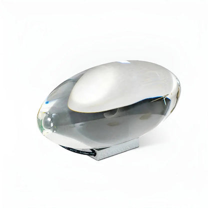 Oval Crystal Table Lamp with LED Mood Lighting in Warm White, Sunset Red & Blue-Violet for Bedroom & Living Room