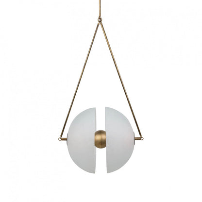 Hanging Ceiling Fixture with Frosted Glass Globes for Kitchen & Dining Room – Aged Metal Frame 16 in Wide Adjustable Cord Integrated LED for