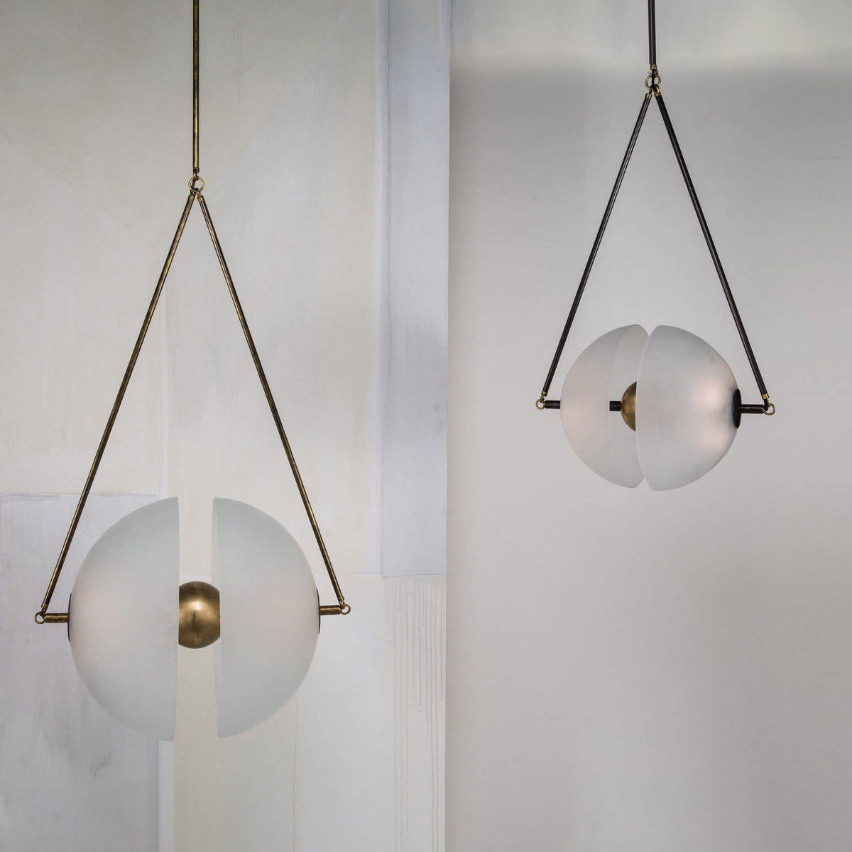 Hanging Ceiling Fixture with Frosted Glass Globes for Kitchen & Dining Room – Aged Metal Frame 16 in Wide Adjustable Cord Integrated LED for
