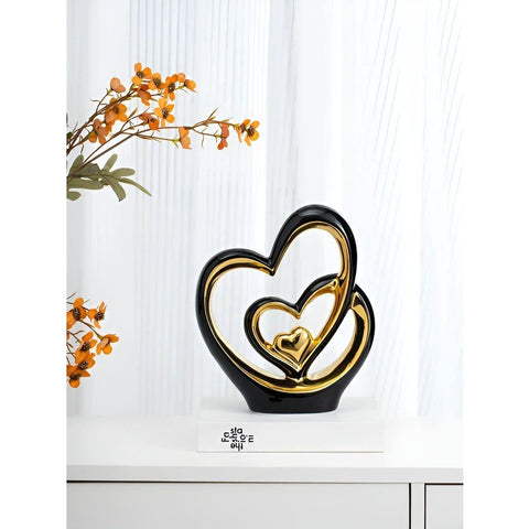 Figurine décorative Diora - Ornement en porcelaine double cœur