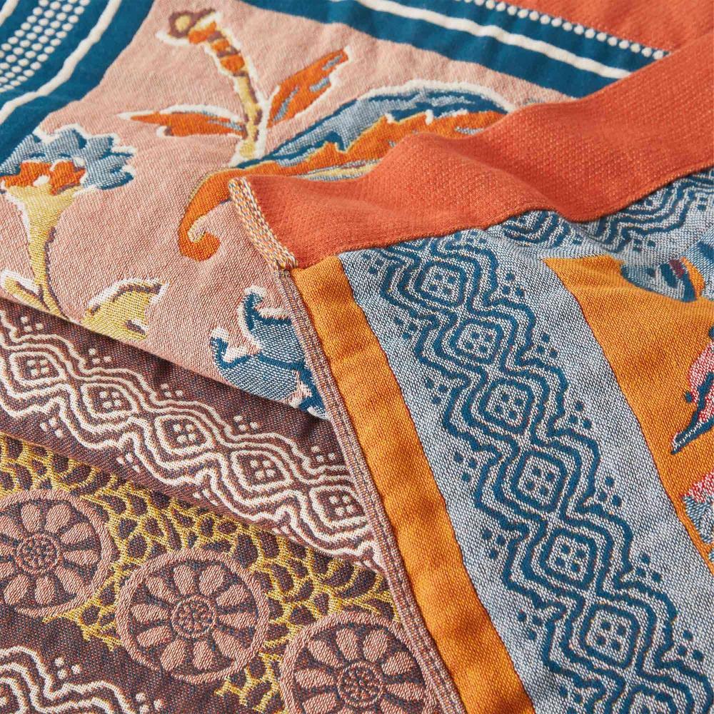 All-Season Cotton Throw Blanket with Woven Sunburst Design for Couch Bed Sofa Living Room Bedroom Travel Lightweight Breathable 59x79