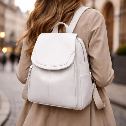 Women's Travel Backpack with Rear-Access Security Zipper – Textured Vegan Leather Daypack for Commute Work & Airport