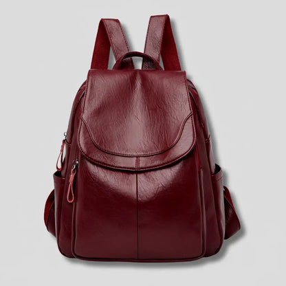 Women's Travel Backpack with Rear-Access Security Zipper – Textured Vegan Leather Daypack for Commute Work & Airport