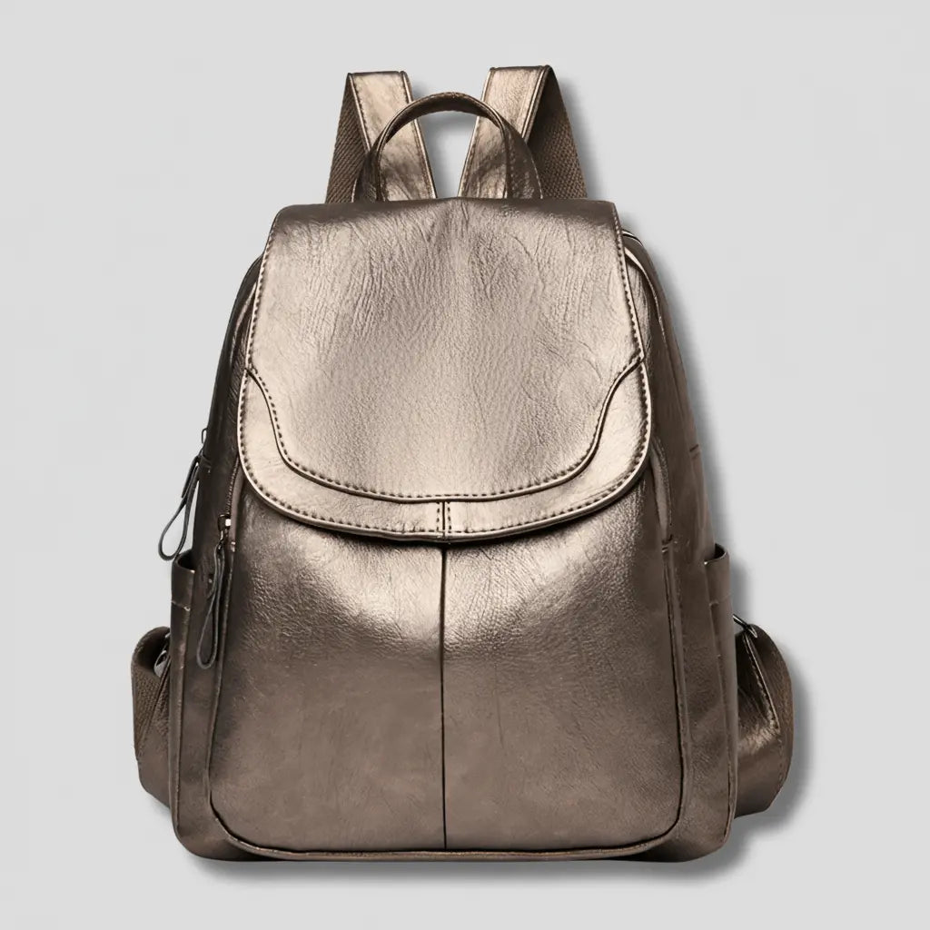 Women's Travel Backpack with Rear-Access Security Zipper – Textured Vegan Leather Daypack for Commute Work & Airport