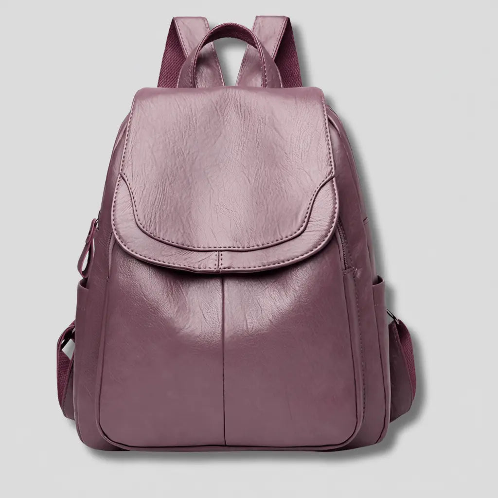 Women's Travel Backpack with Rear-Access Security Zipper – Textured Vegan Leather Daypack for Commute Work & Airport
