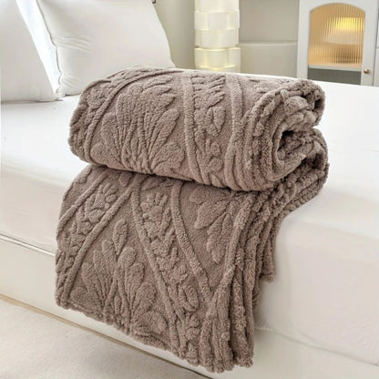 Geometric Jacquard Throw Blanket Microfiber Fleece Lightweight Soft Decorative Couch Bed Accent for Living Room Bedroom Guest Room