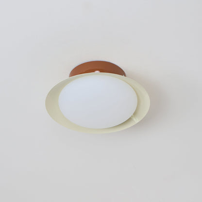 Flush-Mount LED Dome Light 10-Inch Metal Fixture Green Brown for Kitchen Bathroom Covered Patio Hallway Entryway Low-Profile Warm Glow 3000K
