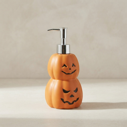 Pavo Soap Dispenser - Plastic Double Stacked Pumpkin Design, Halloween Hand Soap Dispenser