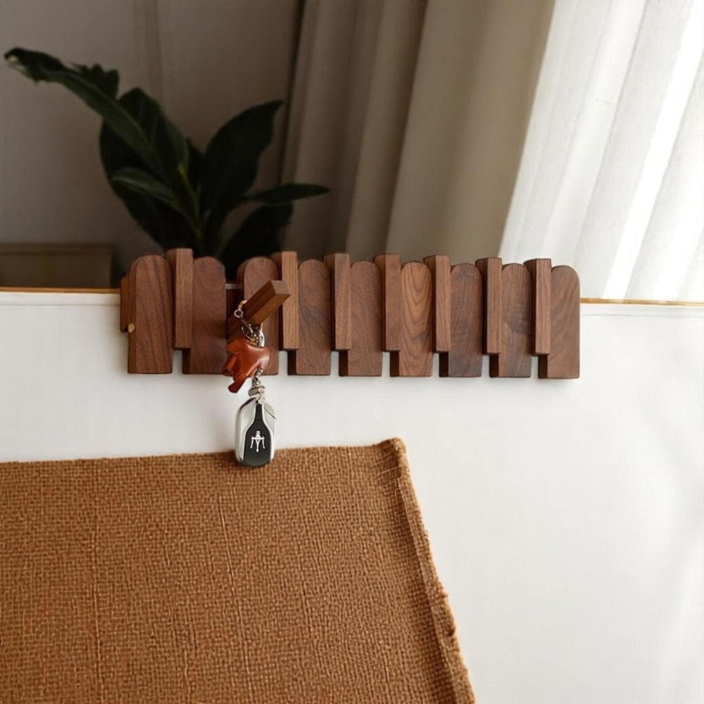 Pavo Wall Coat Rack - Wooden Piano Key Design, Wall Mounted Storage