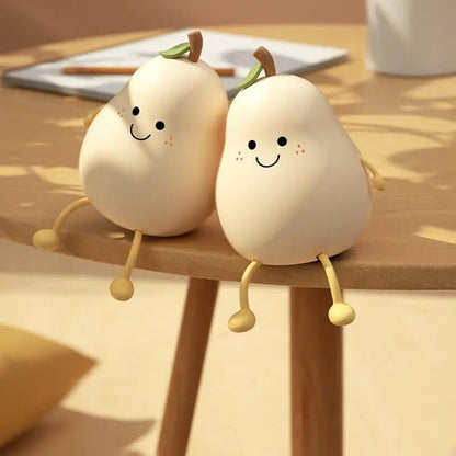 Squishy Pear Night Light for Kids, Rechargeable LED Touch Lamp with 7 Color Modes, Soft Silicone Nursery Nightlight for Children's Bedroom