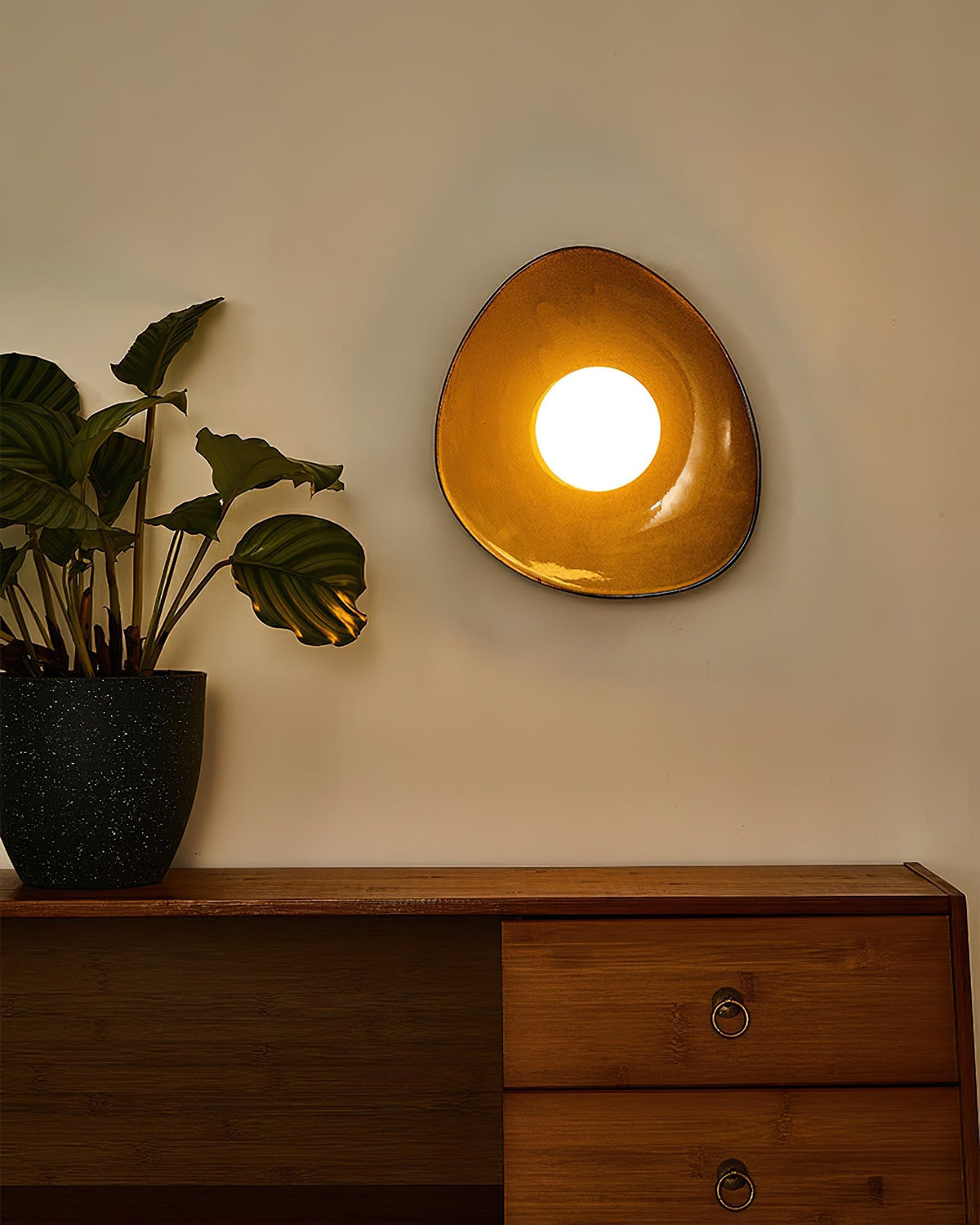 Ceramic Glass Sconce 12-Inch Sculptural Indoor Lighting Taupe White for Hallways Living Rooms Bedrooms Entryways Modern Wall Mount