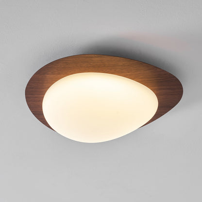 Flush Mount LED Ceiling Light Round 12 in Walnut Finish 12W Indoor for Bedroom Living Room Dining Room Kitchen Hallway Foyer Dimmable Low Pr