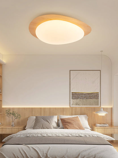 Flush Mount LED Ceiling Light Round 12 in Walnut Finish 12W Indoor for Bedroom Living Room Dining Room Kitchen Hallway Foyer Dimmable Low Pr