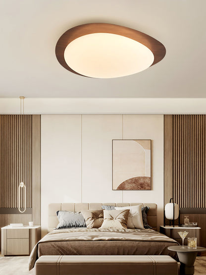 Flush Mount LED Ceiling Light Round 12 in Walnut Finish 12W Indoor for Bedroom Living Room Dining Room Kitchen Hallway Foyer Dimmable Low Pr