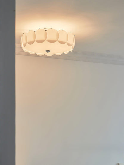 Layered Glass Disc Overhead Fixture in Warm Copper | Adjustable Light Semi-Flush Chandelier for Entryway, Kitchen Island & Bedroom Ceiling